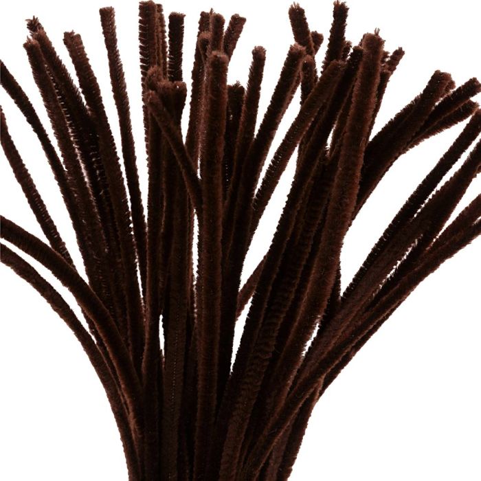 Fil chenille, L : 30 cm, ép. 6 mm, brun, 50 pièces/ 1 Pq.