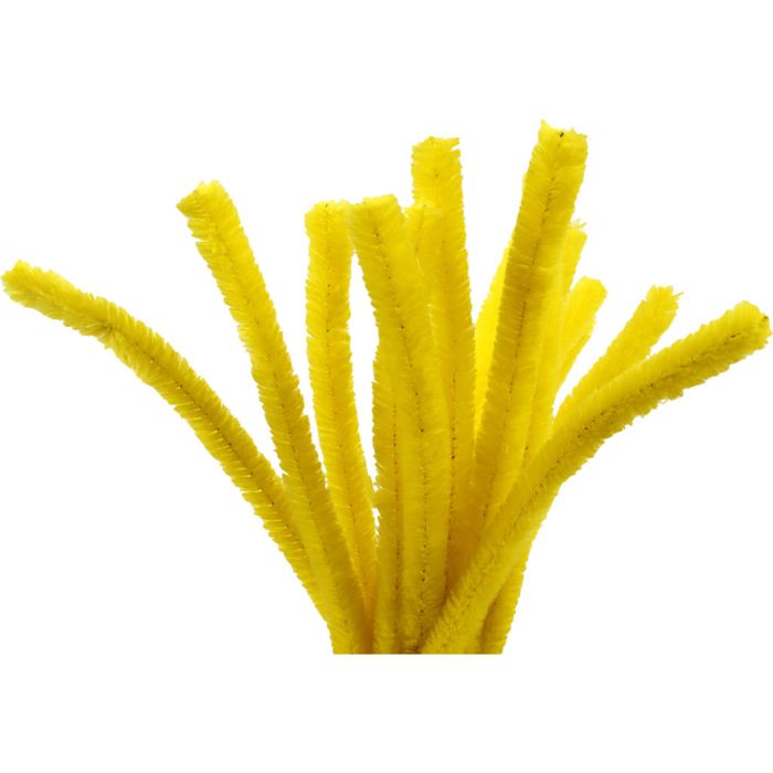 Fil chenille, L : 30 cm, ép. 15 mm, jaune, 15 pièces/ 1 Pq.