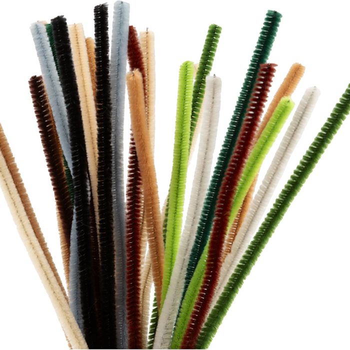 Fil chenille, L : 30 cm, ép. 6 mm, naturel, 25 pièces/ 1 Pq.