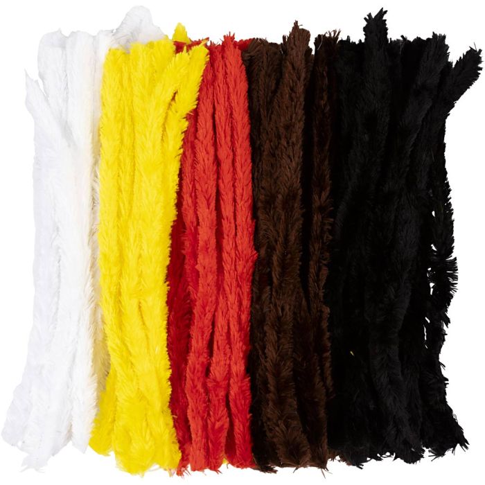 Fil chenille, L : 40 cm, ass. de couleurs, 2x48 pièces/ 1 Pq.