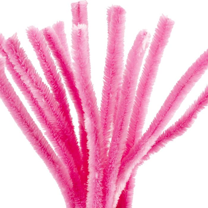 Fil chenille, L : 30 cm, ép. 15 mm, rose, 15 pièces/ 1 Pq.