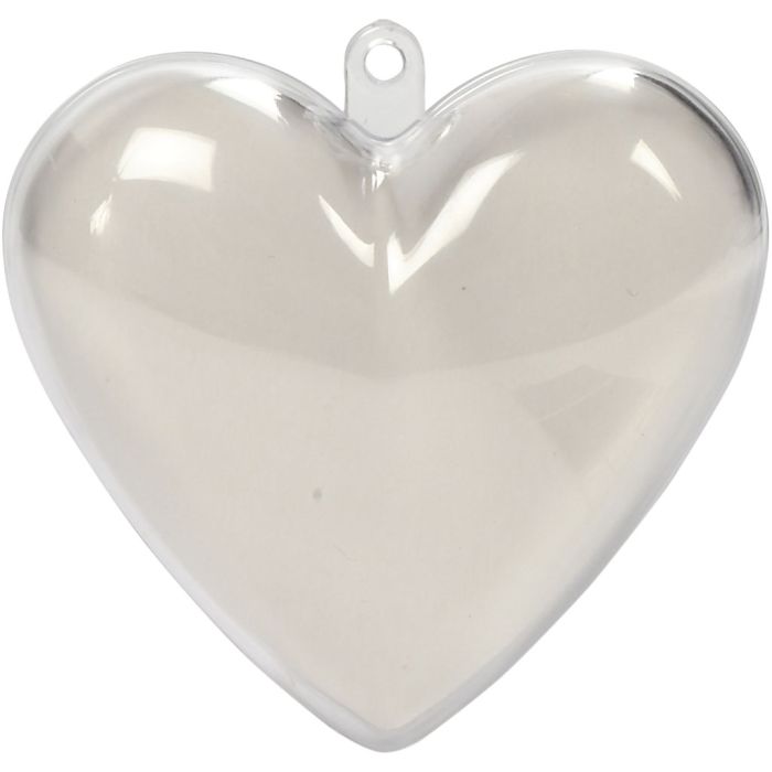 Coeur à décorer, H : 6,5 cm, transparent, 10 pièces/ 1 Pq.