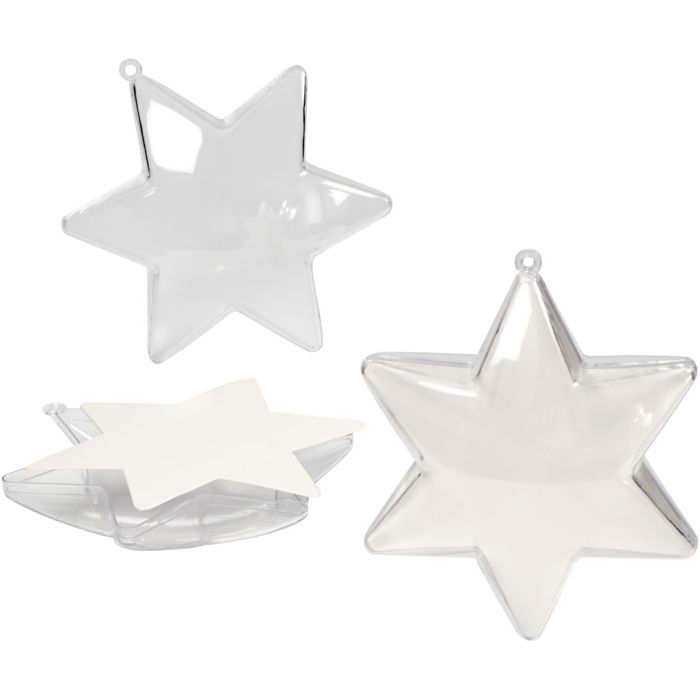 Étoile-déco, H : 10 cm, transparent, 5 pièces/ 1 Pq.