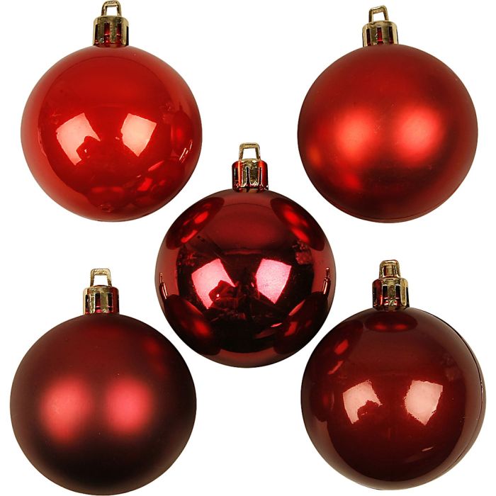 Boules de Noël, d 6 cm, harmonie de rouges, 20 pièces/ 1 Pq.
