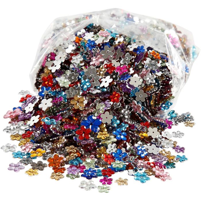 Pierre de strass, d 6+10+12 mm, ass. de couleurs, 2520 pièces/ 1 Pq.