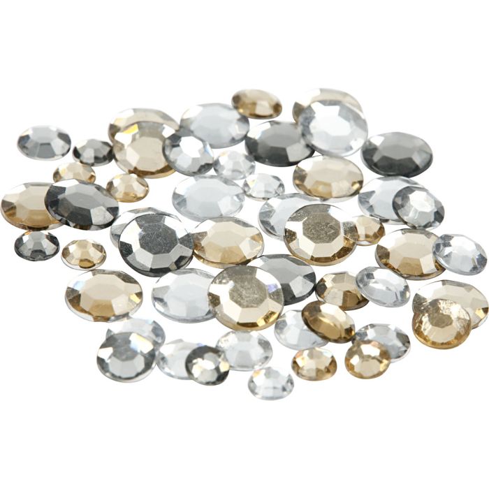 Pierre de strass, rond, dim. 6+9+12 mm, or brillant, 360 pièces/ 1 Pq.