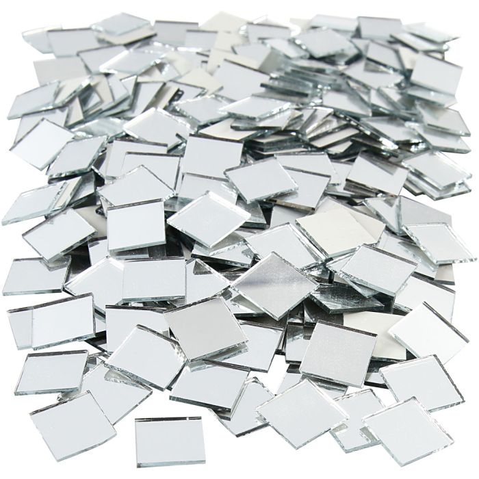 Tesselles de mosaïques miroirs, dim. 16x16 mm, ép. 1 mm, 500 pièces/ 1 Pq.