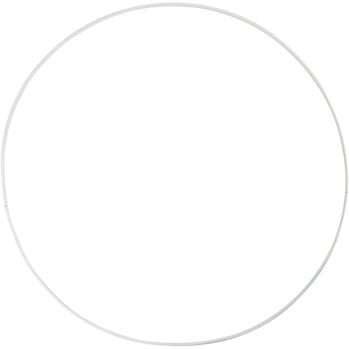 Anneau métallique, d 30 cm, ép. 3 mm, blanc, 5 pièces/ 1 Pq.