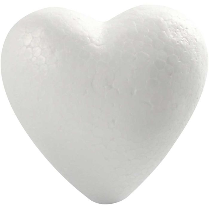 Coeurs en polystyrène, H : 8 cm, P: 4,5 cm, L : 8 cm, blanc, 50 pièces/ 1 Pq.