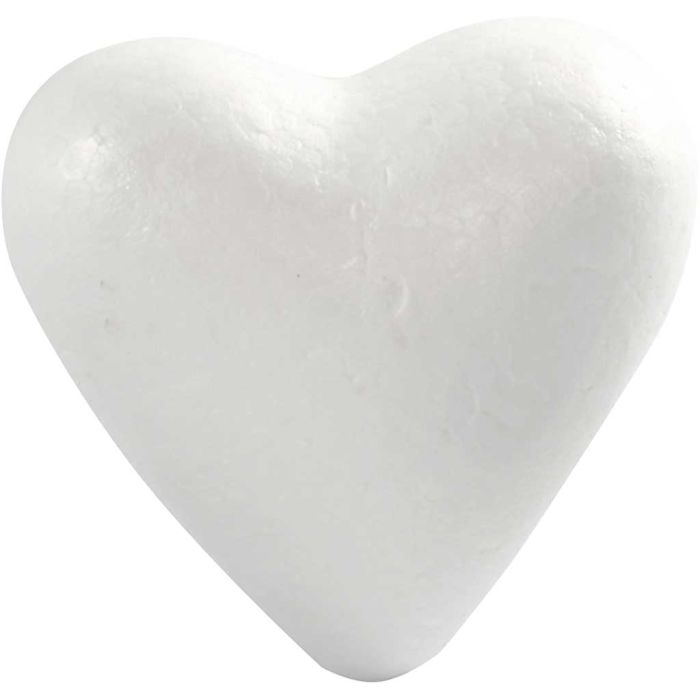 Coeurs en polystyrène, H : 11 cm, P: 5 cm, L : 11,5 cm, blanc, 25 pièces/ 1 Pq.