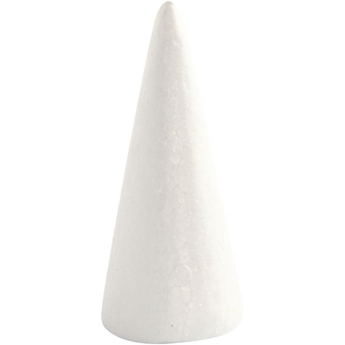 Cônes en polystyrène, H : 14,5 cm, d 6 cm, blanc, 5 pièces/ 1 Pq.