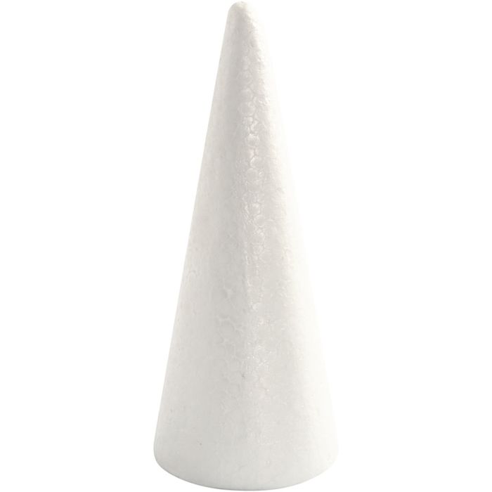 Cônes en polystyrène, H : 19,5 cm, d 7 cm, blanc, 1 pièce