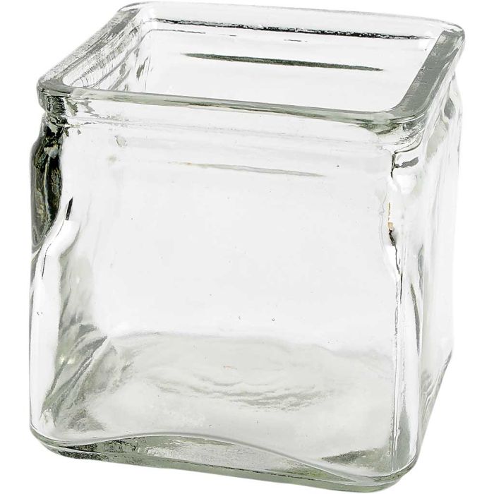 Bougeoirs carrés, H : 10 cm, dim. 10x10 cm, 12 pièces/ 1 Pq.