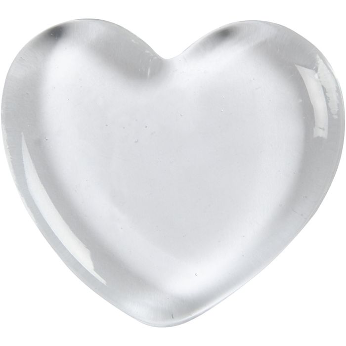 Coeur, dim. 6,5x6,5 cm, ép. 10 mm, transparent, 1 pièce
