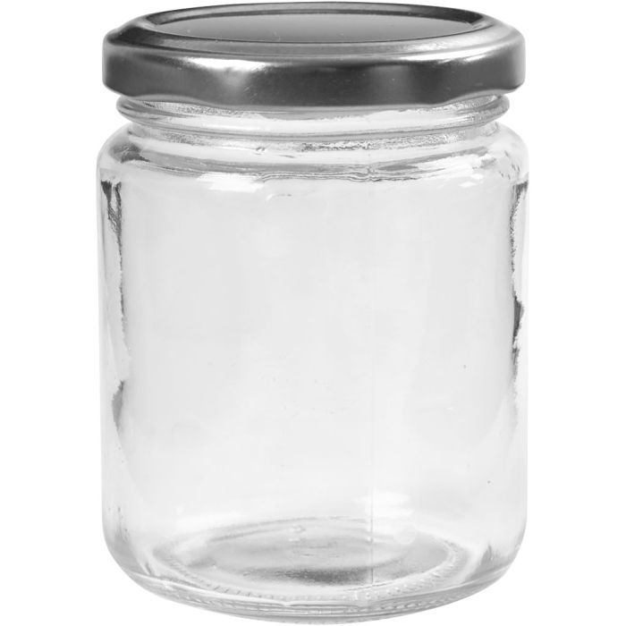 Pot en verre, H : 9,1 cm, d 6,8 cm, 240 ml, transparent, 12 pièces/ 1 Pq.