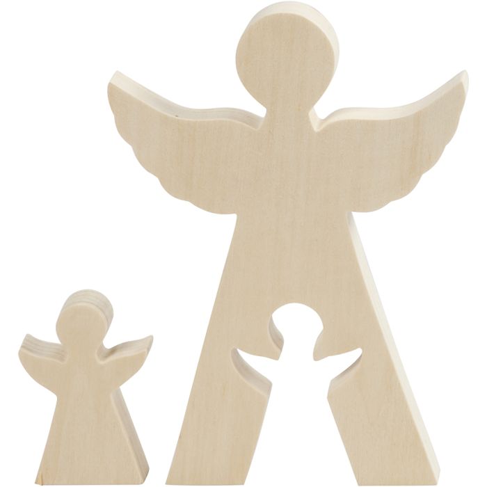 Figurine 2 en 1, anges, H : 7,8+20 cm, P: 2 cm, L : 4,5+14,3 cm, 1 set