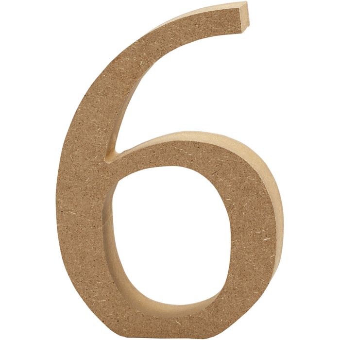 Chiffre, 6, H : 8 cm, ép. 1,5 cm, 1 pièce
