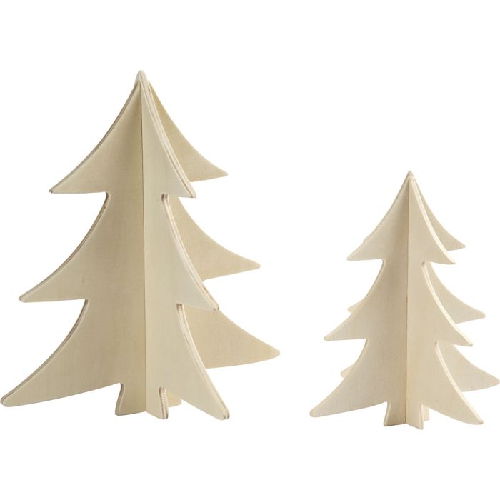 Sapins de Noël, H : 13+18 cm, 2 pièces/ 1 Pq.