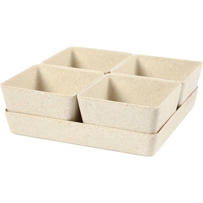 Pots de fleurs, H : 8 cm, P: 19,5 cm, L : 19,5 cm, 1 set