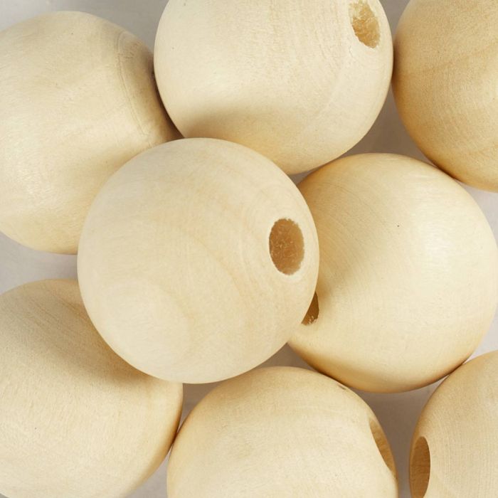 Perles en Bois, d 20, diamètre intérieur 4 mm, 100 pièces/ 1 Pq.