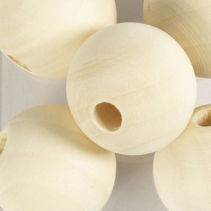 Perles en Bois, d 25, diamètre intérieur 4,5 mm, 50 pièces/ 1 Pq.