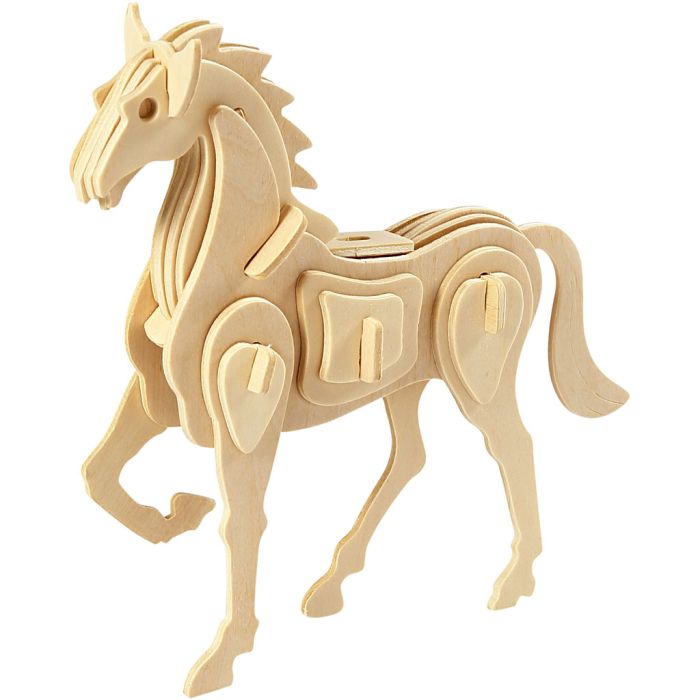 Figurine à assembler en 3D, Cheval, dim. 18x4,5x16 cm, 1 pièce