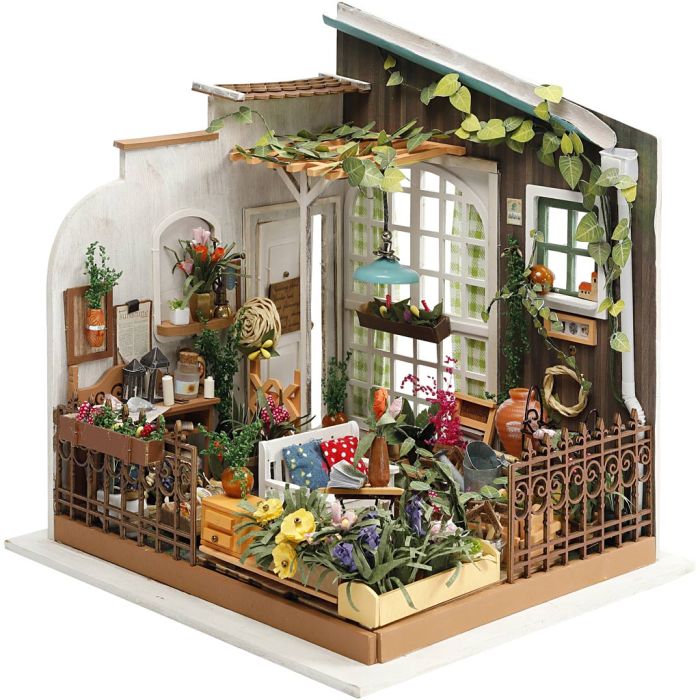 Pièce miniature DIY, Jardin, H : 21 cm, L : 19,5 cm, 1 pièce