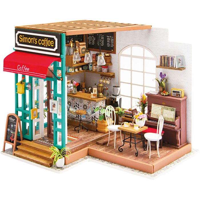 Pièce miniature DIY, Café, H : 19 cm, L : 22,6 cm, L : 19,4 cm, 1 pièce