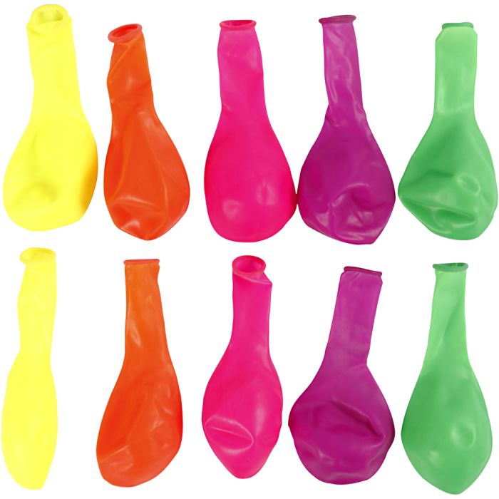 Ballons, d 23 cm, rond, couleurs néons, 10 pièces/ 1 Pq.