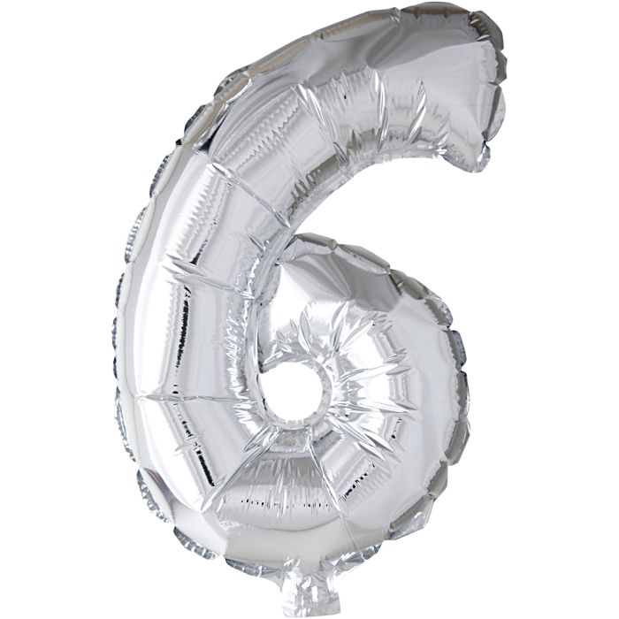 Ballon en aluminium, 6, H : 41 cm, argent, 1 pièce