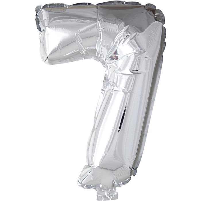 Ballon en aluminium, 7, H : 41 cm, argent, 1 pièce
