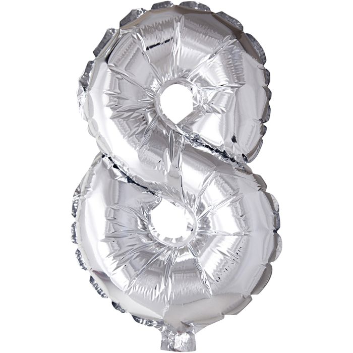 Ballon en aluminium, 8, H : 41 cm, argent, 1 pièce
