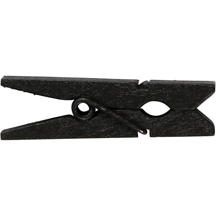 Mini pince à linge, dim. 35x7 mm, ép. 9 mm, noir, 20 pièces/ 1 Pq.