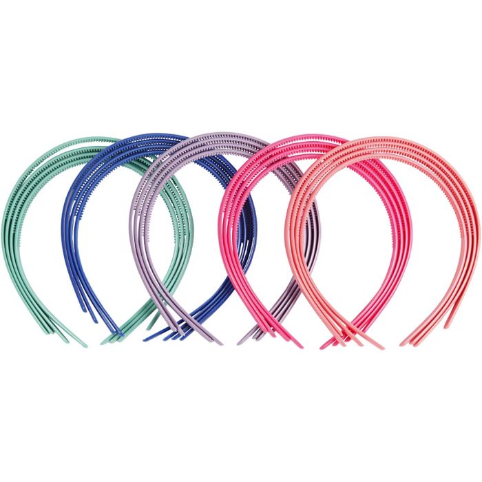 Diadèmes, L : 8 mm, ass. de couleurs, 20 pièces/ 1 Pq.