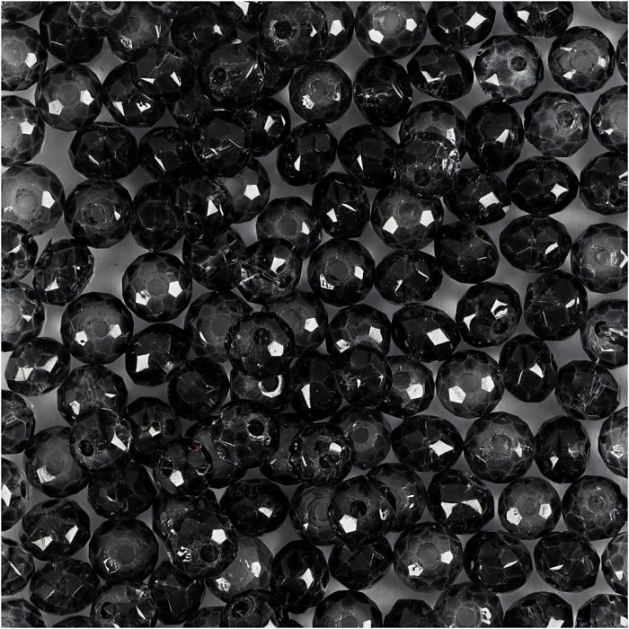 Perles à Facettes, d 4 mm, diamètre intérieur 1 mm, gris, 45 pièces/ 1 Pq.