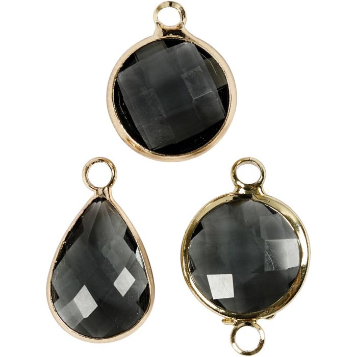 Pendentif pour bijoux, H : 15-20 mm, diamètre intérieur 2 mm, gris, 6 pièces/ 1 Pq.