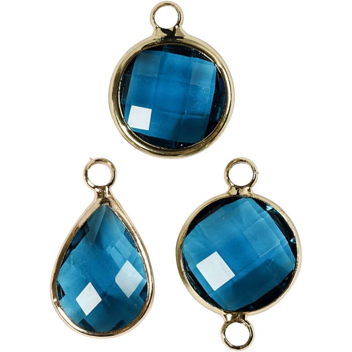 Pendentif pour bijoux, H : 15-20 mm, diamètre intérieur 2 mm, turquoise, 6 pièces/ 1 Pq.
