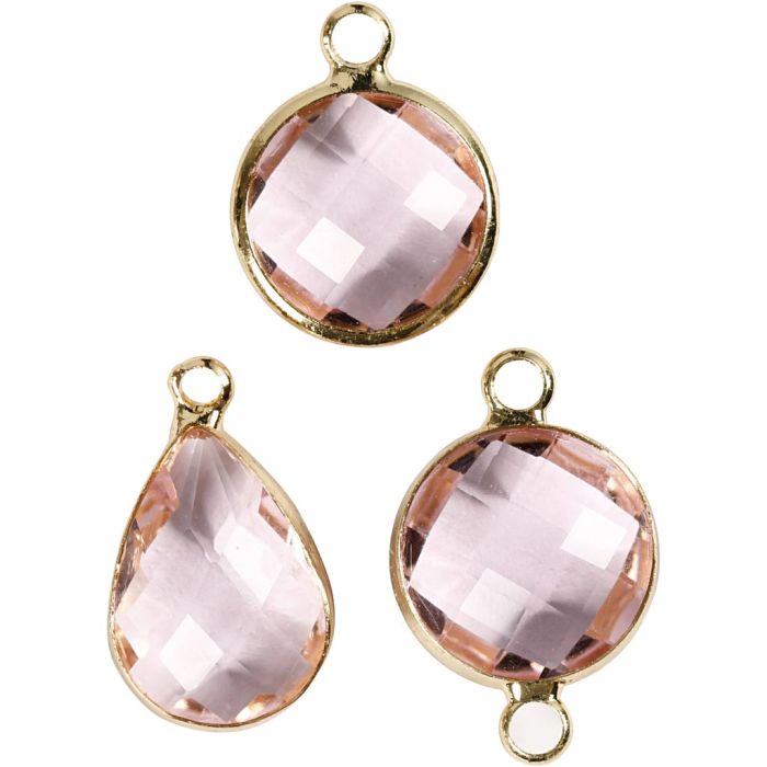 Pendentif pour bijoux, H : 15-20 mm, diamètre intérieur 2 mm, rose clair, 6 pièces/ 1 Pq.