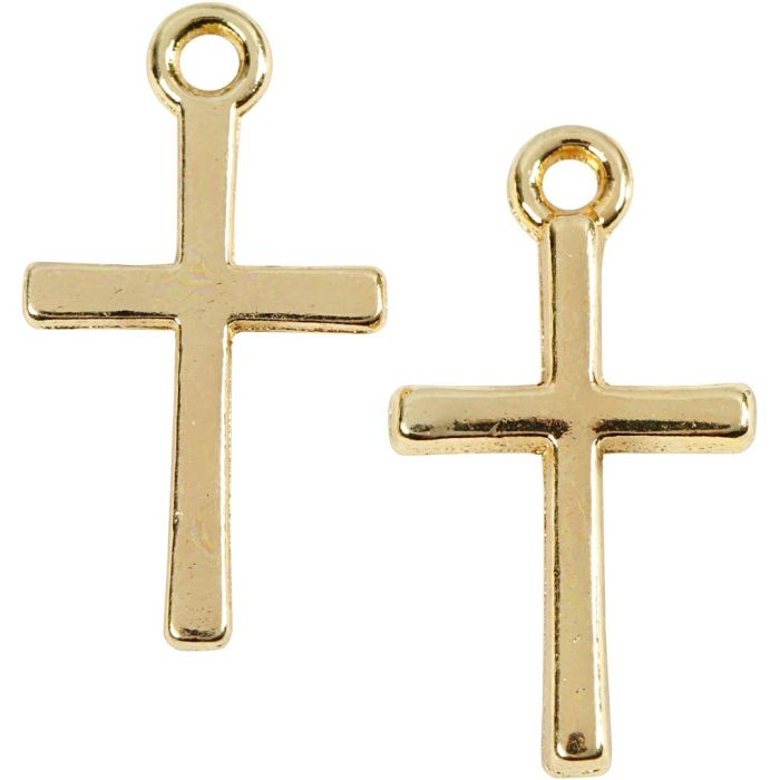 Pendentif en forme de croix, dim. 10x18 mm, doré, 20 pièces/ 1 Pq.