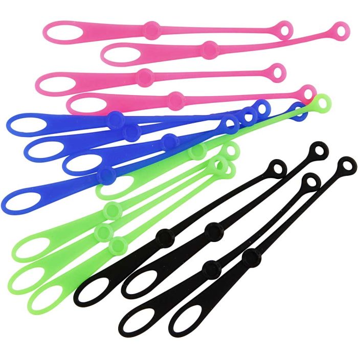 Porte-clés en silicone, L : 10,5 cm, L : 1 cm, 9x5 pièces/ 1 Pq.