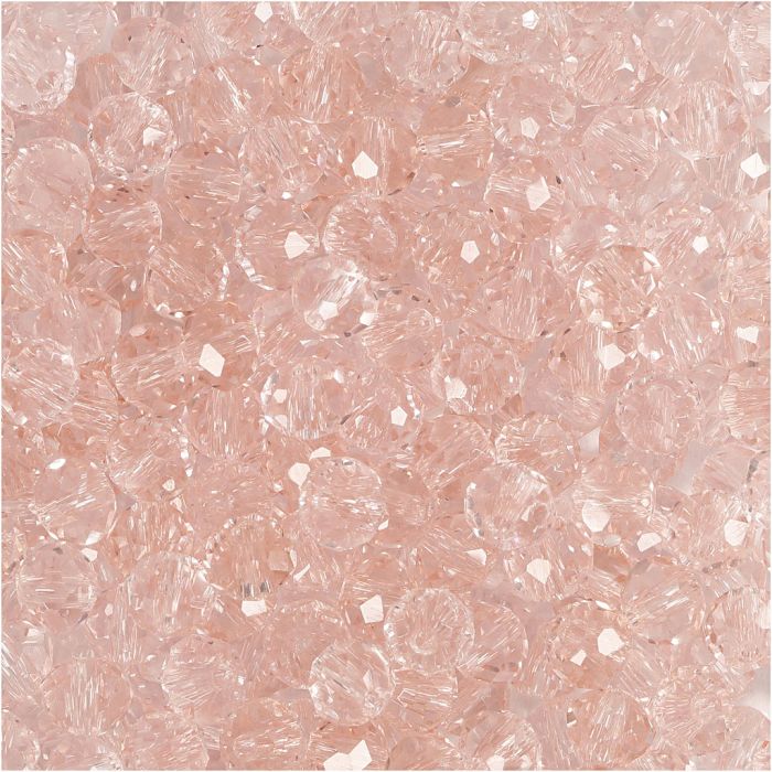 Perles à Facettes, dim. 3x4 mm, diamètre intérieur 0,8 mm, rose, 100 pièces/ 1 Pq.