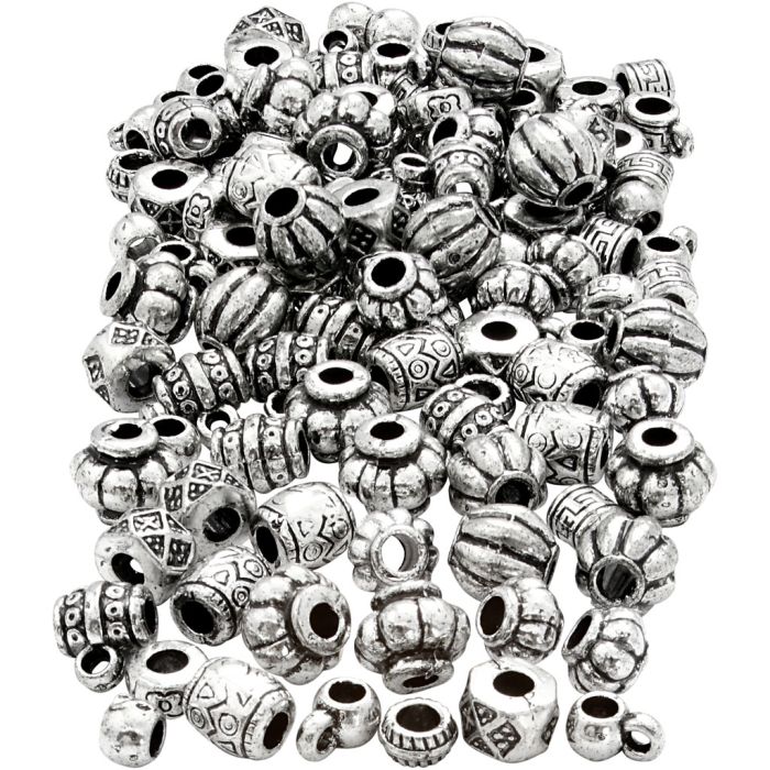 Perles antiques, dim. 7-11 mm, diamètre intérieur 3 mm, ca. 400 pièce, 200 gr/ 1 Pq.