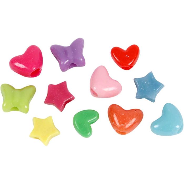Perles Plastique Novelty, d 10 mm, diamètre intérieur 3,5 mm, 65 gr, 125 ml/ 1 Pq.