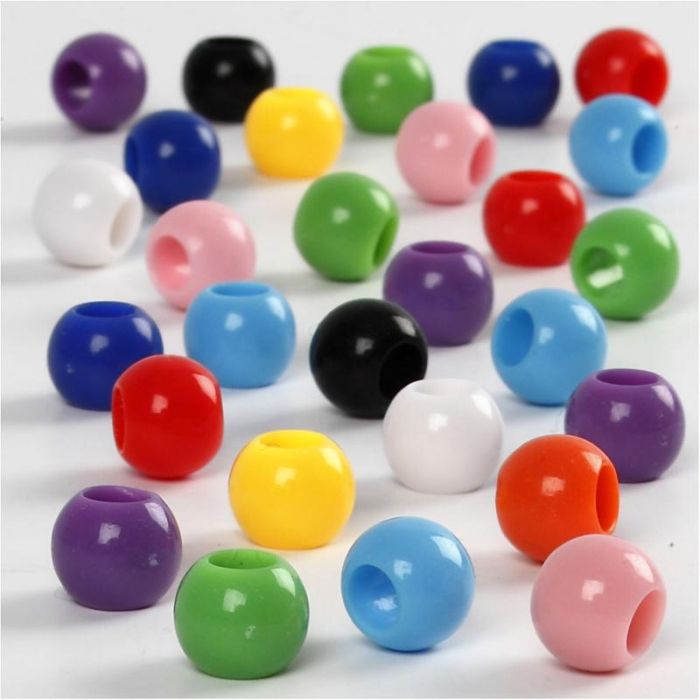 Perles Pony, d 8 mm, diamètre intérieur 4 mm, ca. 370 pièce, 70 gr, 125 ml/ 1 Pq.