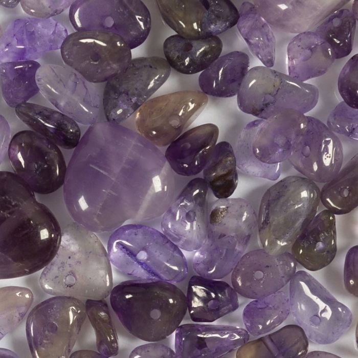 Perles de cristal, Améthyste, d 7-12 mm, diamètre intérieur 1 mm, violet, 63 pièces/ 1 Pq.