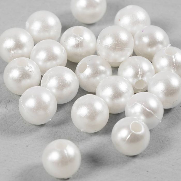 Perles de Cire, d 8 mm, diamètre intérieur 2,3 mm, nacré, 22 pièces/ 1 Pq.