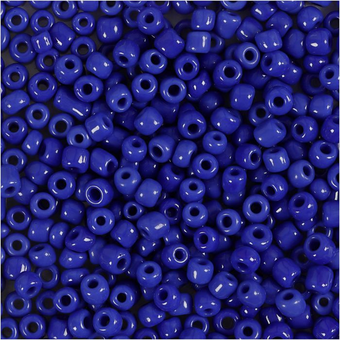 Perles de rocaille, d 3 mm, dim. 8/0, diamètre intérieur 0,6-1,0 mm, bleu, 25 gr/ 1 Pq.