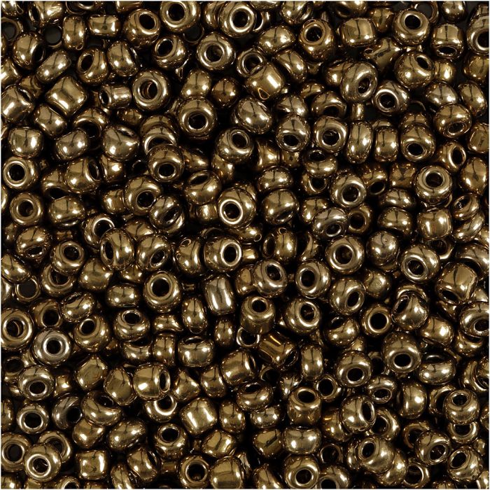Perles de rocaille, d 3 mm, dim. 8/0, diamètre intérieur 0,6-1,0 mm, bronze, 25 gr/ 1 Pq.