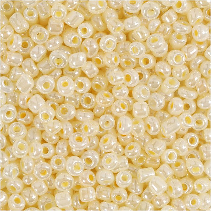 Perles de rocaille, d 3 mm, dim. 8/0, diamètre intérieur 0,6-1,0 mm, ivoire, 25 gr/ 1 Pq.