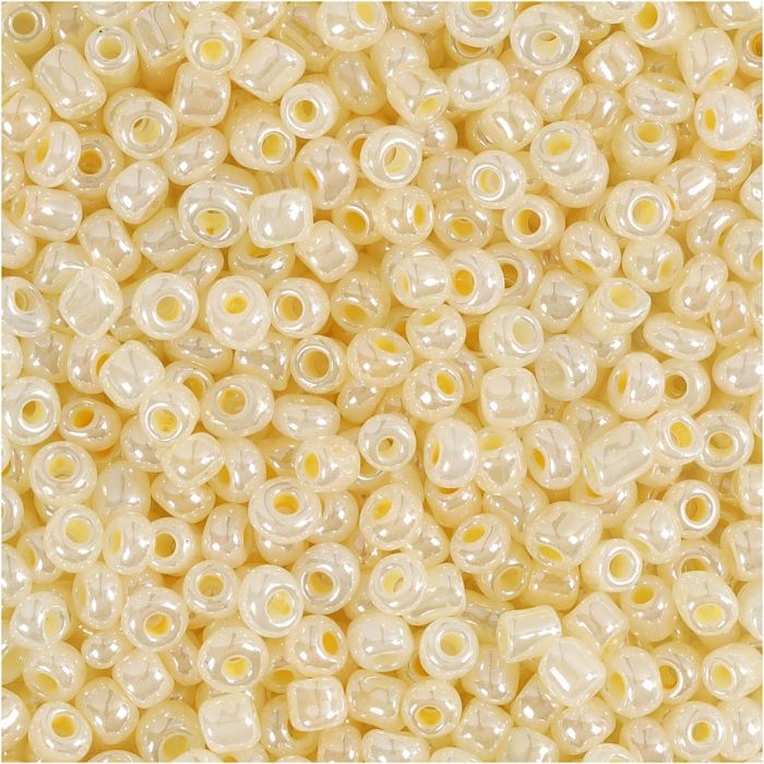 Perles de rocaille, d 3 mm, dim. 8/0, diamètre intérieur 0,6-1,0 mm, ivoire, 500 gr/ 1 Pq.